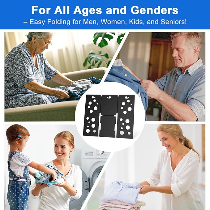 BoxLegend V5 Shirt Folder Board T-Shirt Folding Helper Laundry Liners Sorter for Clothing Durable Plastic, Black