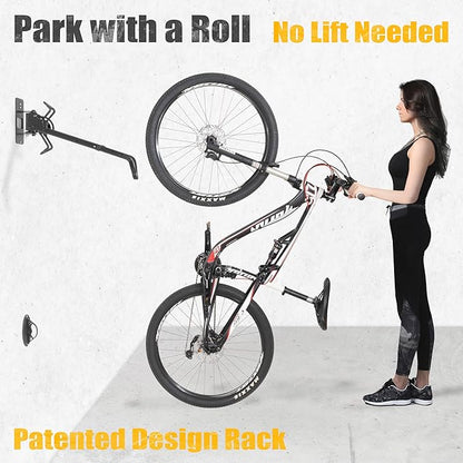 CyclingDeal Swivel Bike Wall Mount Rack - Vertical Adjustable Foldable Bicycle Parking Rack with Wheel Holder - for 20"-29" MTB 700C Road Bikes Home Garage Storage