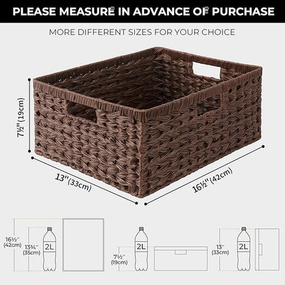 GRANNY SAYS Large Wicker Basket, Decorative Woven Basket for Storage, Waterproof Storage Basket Organizer, Wicker Storage Basket for Organizing, Brown Basket, 1-Pack