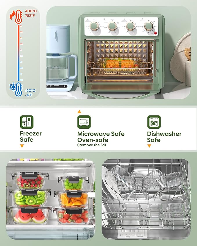 KEMETHY 40 PCS Glass Food Storage Containers with Lids(20 Container & 20 Lid), Borosilicate Glass Meal Prep Containers for Kitchen Storage and Organization, BPA-Free, Leak Proof, Reusable