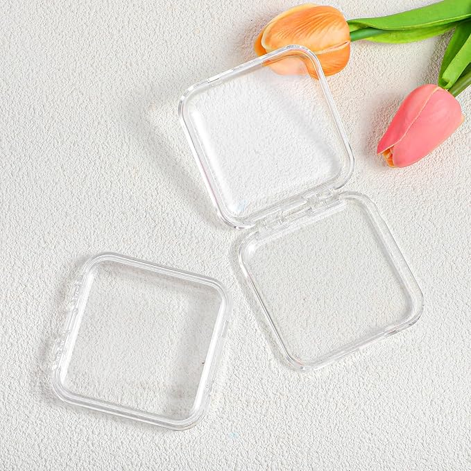 24 pcs Press on Nails Storage Boxs with 120 Pcs Adhesive Double Sided Tape Acrylic Nail Display Box Artificial False Nail Box Organizer Fake Nail Case Transparent Nail Packaging Boxes for Nail Salon
