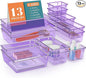 StorMiracle 13 PCS Drawer Organizer Set, 5 Varied Size Bathroom and kitchen Drawer cabinet organizer Trays, Clear Storage Bins for Makeup, Jewelry, Utensils and Gadgets, Purple