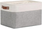 DULLEMELO Collapsible Rectangle Storage Basket for Shelves/Closets - Organize Clothes, Toys, Towels, Books, Laundry, Nursery, Dog Toys - Empty (White & Gray)