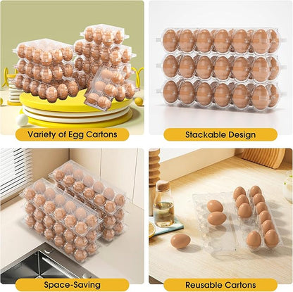 100PCS Egg Cartons Cheap Bulk, Large Egg Cartons Plastic 12 Count, 1 Dozen Reusable Egg Container Holder for Storing, Sharing, Selling, Clear Egg Cartons for Home Ranch Farm Market-2x6Grids