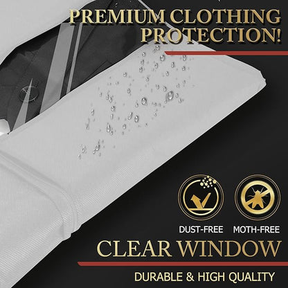 40-inch Garment Bags for Travel, Garment Bags for Hanging Clothes with Zipper and Visible Transparent Window, 2 Pack,White