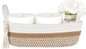 Mkono Small Storage Basket for Toilet Tank Top Boho Bathroom Decor Woven Rope Toilet Paper Tray Organizer for Shelf Bedroom Living Room, White and Brown, 13" L x 6" W