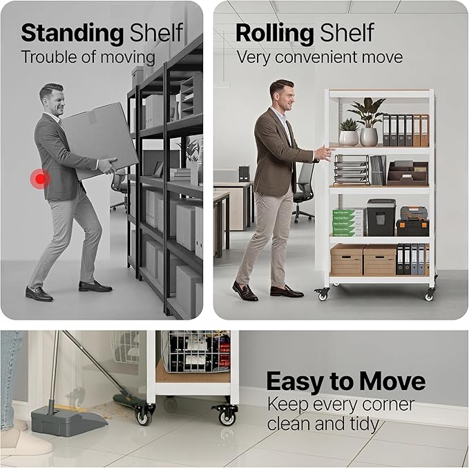 HOMEDANT House 36.2" W 5 Tier Heavy Duty Garage Shelving Adjustable Metal Rack Storage Shelves Standing Shelf Unit Organizers Pantry Closet Office White 2Pack