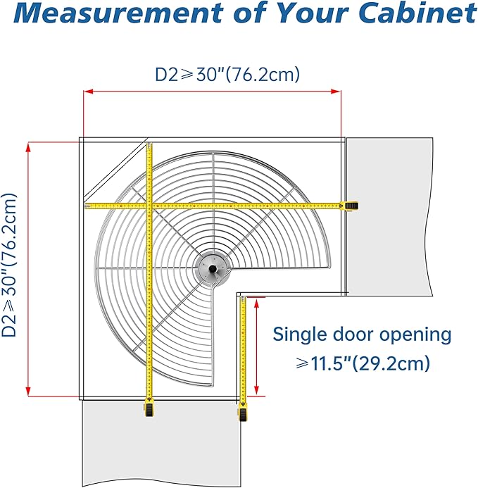 JOWBOOW 28" Corner Cabinet Lazy Susan Turntable, 270° Adjustable Height Chrome Replacement Shelves for Kitchen Corner Cabinet