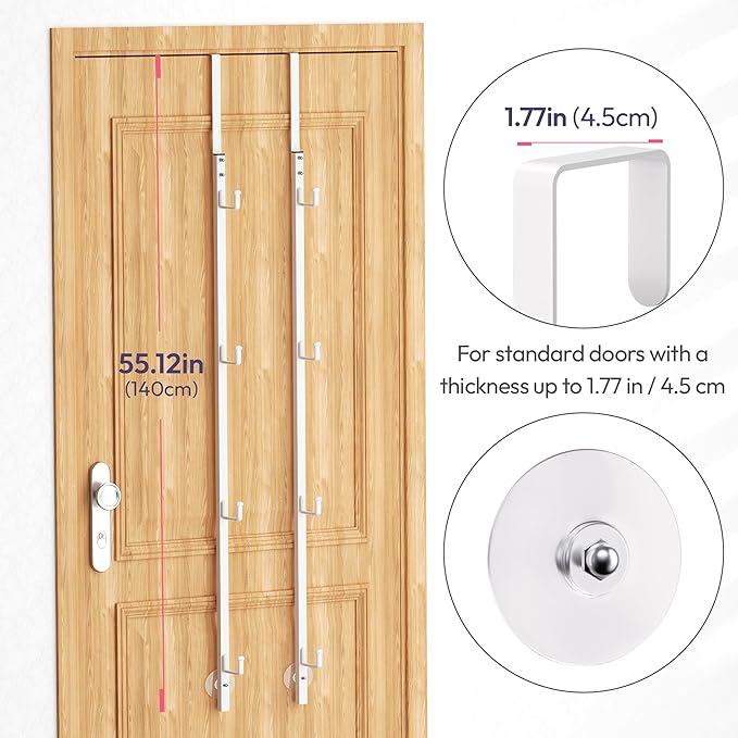 SWTYMIKI Over Door Hat Rack -1 Packs Metal Hanging Hat Organizer with 4 Hooks Design, Baseball Cap Hanger Organizer Storage Holds up to 20 Caps for Door, Bedroom, Closet