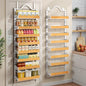 8-Tier Spice Rack Wall Mount, Heavy-Duty Over the Door Pantry Organizer with Wooden Adjustable Basket, 2 IN 1 Wall Mount or Hanging Pantry Door Organizer, Door Spice Rack for Home, White