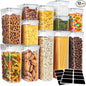 MR.SIGA 12 Pack Airtight Food Storage Container Set, BPA Free Kitchen Pantry Organization, Kitchen Canisters for Cereal, Spaghetti, includes 16 Reusable Sticker Labels