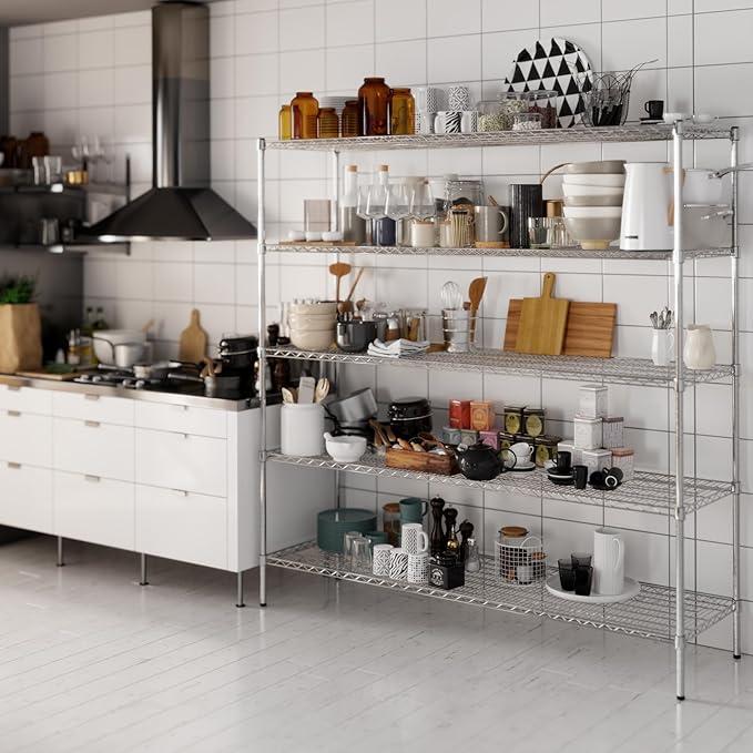21" Deep x 72" Wide x 74" Height Wire Shelving Kit | 5-Tier | NSF Commercial Storage Rack Unit