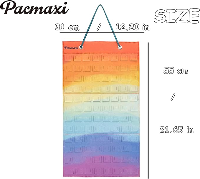 PACMAXI Hanging Brooch Pin Organizer, Display Pins Storage Case, Brooch Collection Storage Holder, Holds Up to 96 Pins.(Not Include Any Accessories) (S-96 Slots, Colorful, Small)