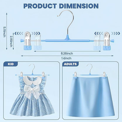 HUADYMEET 30 Pack 14Inch Pants Hangers with Clips,Metal Trouser Hanger for Jeans.Space Saving Skirt Hangers Heavy Duty Non-Slip Adjustable Clothes Shorts Hanger for Women,Men,Sky Blue