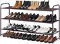 MISSLO Long 3 Tier Shoe Rack for Closet Shoe Organizer Storage Stackable Wide Shoe Shelf Holds 24 Pairs of Men Sneakers, Women Heels, Boots, Brown