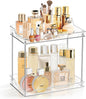 2 Tier Bathroom Counter Organizer, Clear Bathroom Counter Shelf for Vanity Countertop, Kitchen, Sink Storage, Tiered Skincare Organizer for Makeup, Perfume, Beauty Supplies (Rectangular)