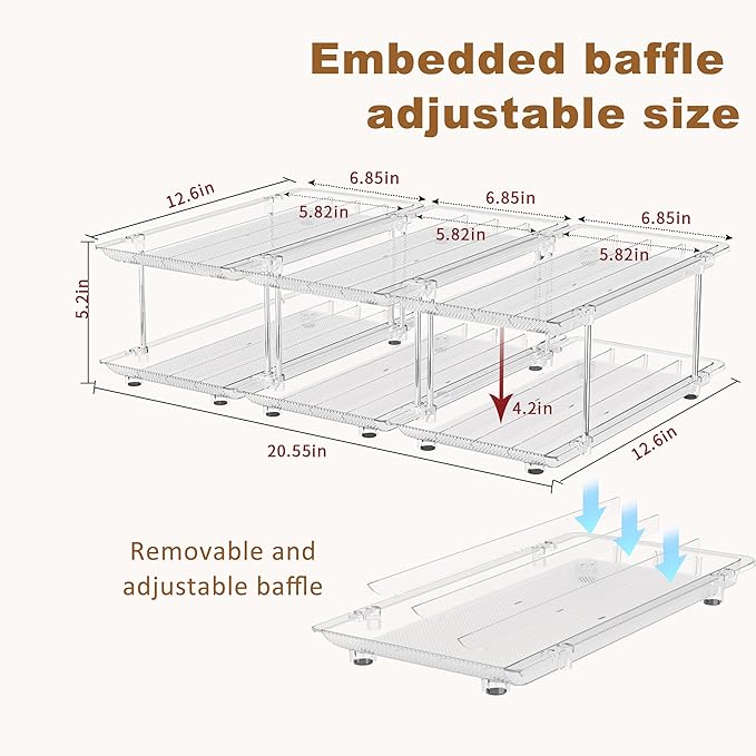Can Organizer for Pantry, Modular 2 Tier Adjustable Cat Food Can Organizer Large Soup Can Storage Beverage Cans Clear Canned Goods Holder for Pantry and Fridge