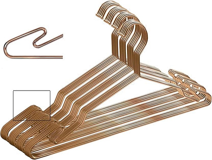 Heavy Duty Metal Hangers with Unique Hook Design Durable & Sturdy Coat Hangers 4mm Thick Withstands 25lbs Weight Smooth Finish Compact Shirt Hangers - 40 Pack Rose Gold