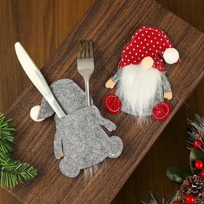 Christmas Silverware Holder Festive Cutlery Bags for Party Adorable Table Decor Compact