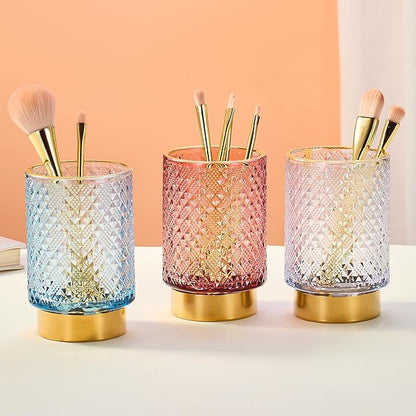 Makeup Brush Holder Organizer,Toothbrush Holders,Desk Pen Pencil Holder,Multifunctional Vintage Glass Brush Cup（A45-3-US）