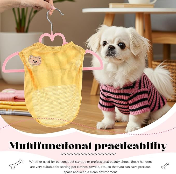 12 Pcs Pink Dog Clothes Hangers 13'' Non-Slip & 360° Swivel Pink Velvet Pet Hangers for Dogs and Cats Rustproof Metal Hooks, Space-Saving for Home Storage & Grooming Salons