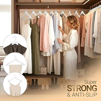 Utopia Home Premium Wooden Hangers 20 Pack - Durable & Slim Coat Hanger - Suit Hanger with 360-Degree Rotatable Hook - Wood Hangers with Shoulder Grooves (White Color)
