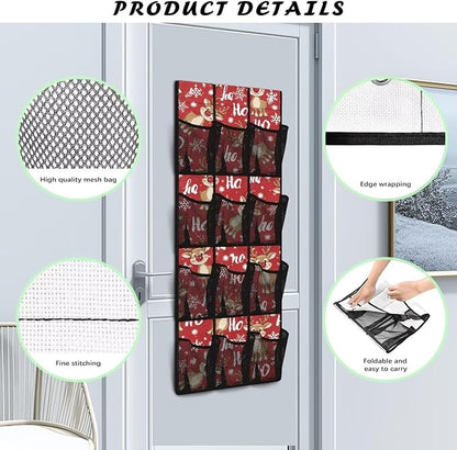Elk HOHO Over The Door Closet Organizer for Christmas Home Decor,Large Capacity Behind Door Organizer Multi-Funtion Storage Bag,Space Saving Wall Hanging Storage with 12 Pockets