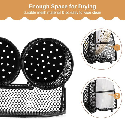 DTICON Utensil Organizer Silverware Caddy - Utensil Holder for Party Metal Cutlery Organizer Silverware Storage for Picnic Camping Buffet Kitchen Table (Black)