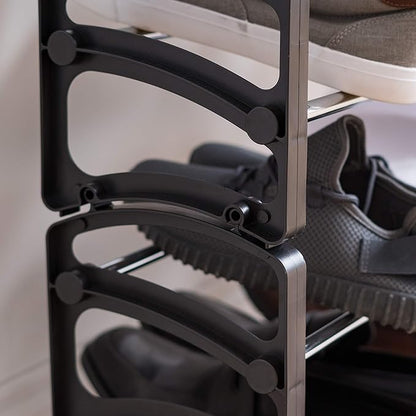 IRIS USA 2-Tier Shoe Rack, Up to 6 Pairs, Shoe Organizer for Closet Entryway Small Space, Shoe Storage Shelf, Tall Metal Shoe Rack, Shoe Stand, High-Heels