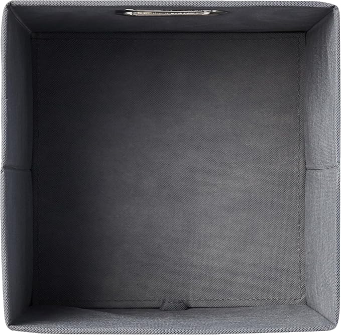 Amazon Basics Collapsible Cube Storage Bins, Space-Saving, Organizing Fabric Bins with Handles, 10.5 x 10.5 x 11 inches, Light Grey, 6-Pack
