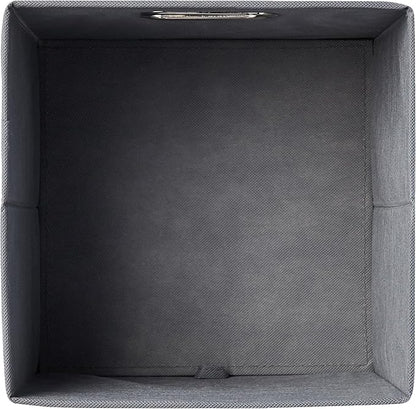 Amazon Basics Collapsible Cube Storage Bins, Space-Saving, Organizing Fabric Bins with Handles, 10.5 x 10.5 x 11 inches, Light Grey, 6-Pack