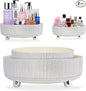 Rotating Bling Perfume Makeup Organizer, Rhinestone Cosmetic Display Cases with 2-Piece Set, 360° Spinning Bathroom Organizers for Countertop, Vanity Table | White