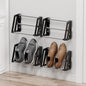 4 Pack Wall Mount Shoe Rack for RV Organization and Storage, Wall Shoe Storage Space Saving Organizer 4 Pairs of Shoes with Sticky Adhesive Strips Slim Shoe Rack for Camper Shoe Hanger Black