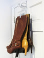 Boottique Over The Door Boot Storage System with 3 Boot Hangers, Closet Valet (Silver)