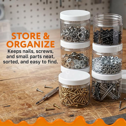 Healthy Packers Slime Containers with Water-tight Lids (8 oz, 12 Pack) - Clear Plastic Food Storage Jars with Individual Labels- Great for your slime kit - BPA Free