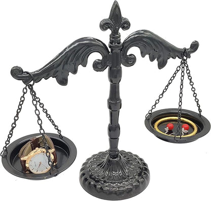 Owlgift Vintage Style Metal Libra Jewelry Display, Scale Tray Cosmetic Organizer, Jewelry Storage, Unique Centerpiece Stand – Black