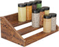 3 Tier Wood Spice Rack Organizer for Cabinet, Super Sturdy Display Riser Shelf Seasoning Organizer for Countertop Pantry Cupboard, Retro Storage Holder for Kitchen Condiment Jar Spice Container