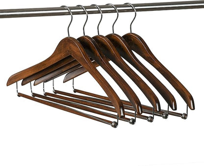 100 Quality Hangers Wooden Hangers Beautiful Sturdy Suit Coat Curved Hangers Great for Travelers Heavy Duty Hanger with Locking Bar - Retro Finish (100)