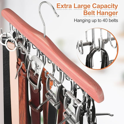 TOPIA HANGER Bra Hangers for Closet Organizer, Cedar Wooden Hangers with 20 Hooks, 2 Packs Hold Up to 80 Bras, Tank Top Hanger Space Saving, Belt Hanger-CT58U
