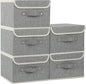 Fabric Storage Bins Cube Organizers with Flip-Top Lid and Handles,Storage Boxes for Organizing Home,Office,and Closet,Grey,5 Pack 10.2 X 7.9 X 6.7 in