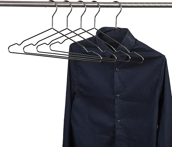 17 Inch Black Silver Metal Hanger Adult Clothes 20 Pack, 4.0mm Heavy Duty Shirt Blouse Hanger for Coat Suit, Space Saving Slim Wire Hanger for Camisole Trousers Dress