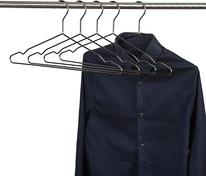 17 Inch Black Silver Metal Hanger Adult Clothes 20 Pack, 4.0mm Heavy Duty Shirt Blouse Hanger for Coat Suit, Space Saving Slim Wire Hanger for Camisole Trousers Dress