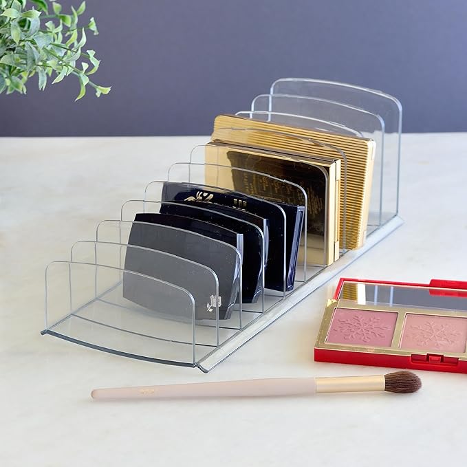Youngever Large Plastic Makeup Palette Organizer, Clear Eyeshadow Holder, 10 Compartment Cosmetic Palette Organizer, Makeup Palette Holder