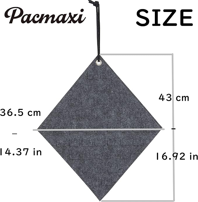 PACMAXI 4 Pieces Hanging Brooch Pin Storage Organizer, Wall Display Banners for Enamel Pins, Buttons and Label Collections, Hold Up to 172 Pins.(Bag Only) (4 Pieces-Grey)