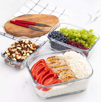 AGTRADE X-LARGE Glass Food Storage Containers with Lids Baking Dish Set Glass Storage Containers with Locking Lid Set 3-120 oz/70 oz/35 oz - Large Meal Prep Storing Serving Food Leakproof Ovensafe