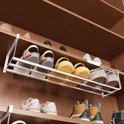 Hanging Storage Rack for Shoes and Books Under Cabinet, White