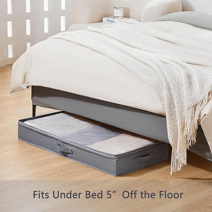 Berdeng 3 Pack Under Bed Storage Containers, Low Profile Underbed Shoes and Clothes Storage Organizer with Sturdy Sidewalls/Bottom, Large Dorm Storage Bins,33 * 17 * 4.5 inches,45L