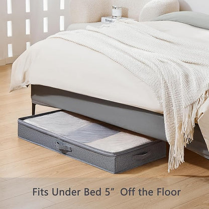 Berdeng 3 Pack Under Bed Storage Containers, Low Profile Underbed Shoes and Clothes Storage Organizer with Sturdy Sidewalls/Bottom, Large Dorm Storage Bins,33 * 17 * 4.5 inches,45L