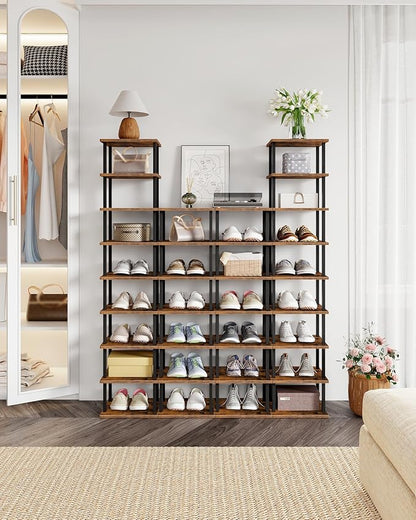 CHOEZON 9-Tier Vertical Shoe Rack, DIY Corner Shoe Rack for Entryway, Narrow Shoe Shelf, Tall Storage Organizer, Saving Space, for Small Spaces, Entryway, Hallway, Rustic Brown and Black MXJ01BF