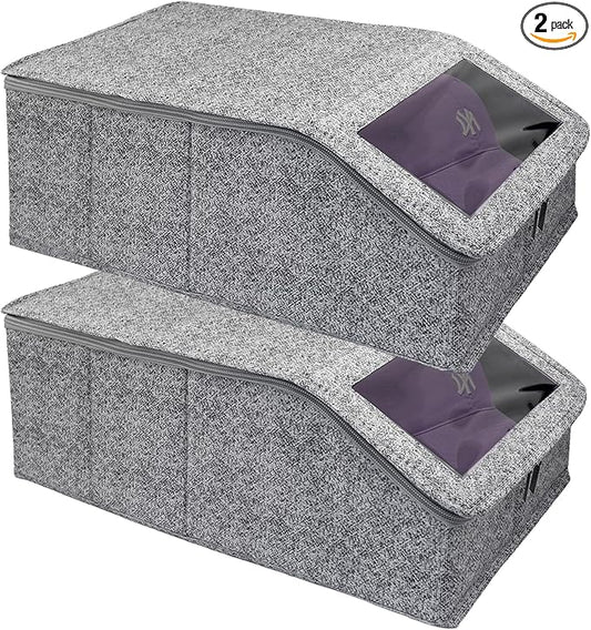 Stackable Hat Storage for Baseball Caps, Holds up to 30 Caps with Cardboard, Hat Organizer for Women & Men, 2 PCS Hat Storage Boxes for Closet, Spotted Gray